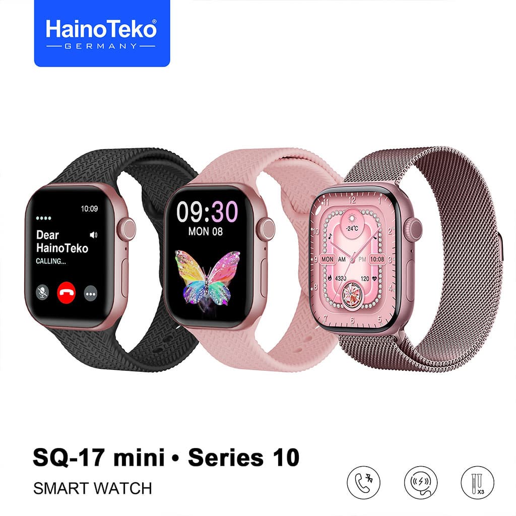 HainoTeko SQ-17 Mini Smart Watch Series 10 AMOLED avec 3 Bracelets – ساعة ذكية أصلية للنساء — صورة 2
