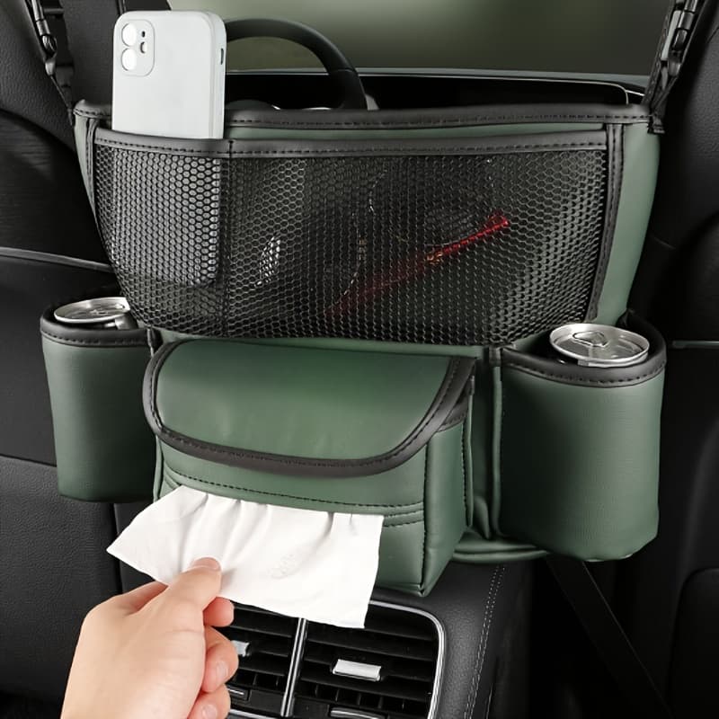 Sac de rangement central en cuir pour siège avant de voiture — صورة 1