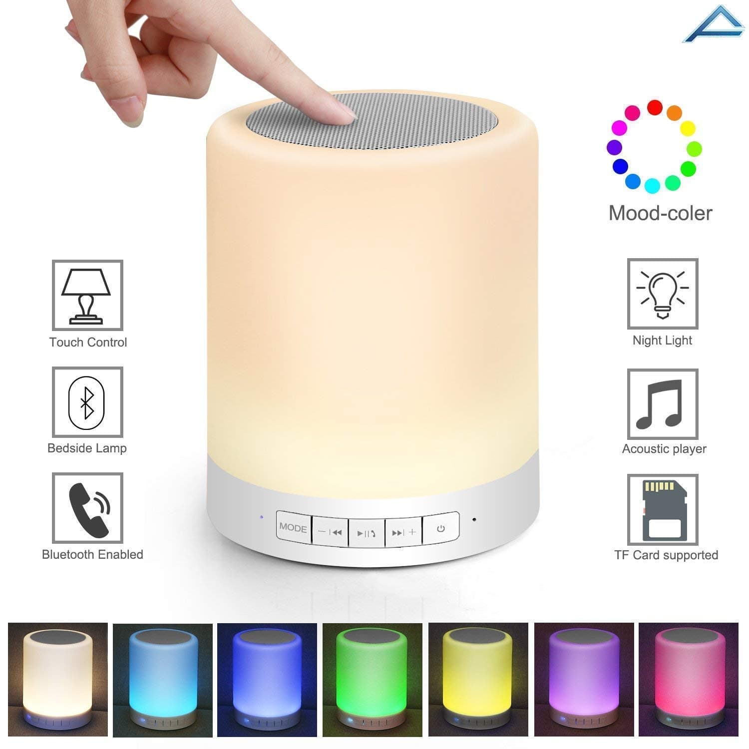 Haut-parleur Bluetooth + veilleuse tactile LED colorée /AUX / TF CART/USB — صورة 1