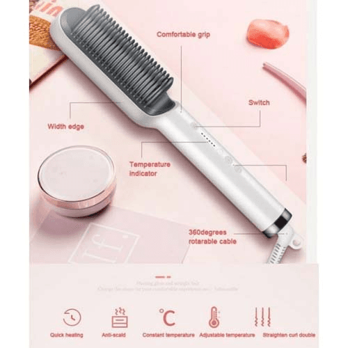 Brosse à cheveux chauffante en céramique 6 niveaux de chaleur 360° – Lisseur HQT-909B — صورة 6