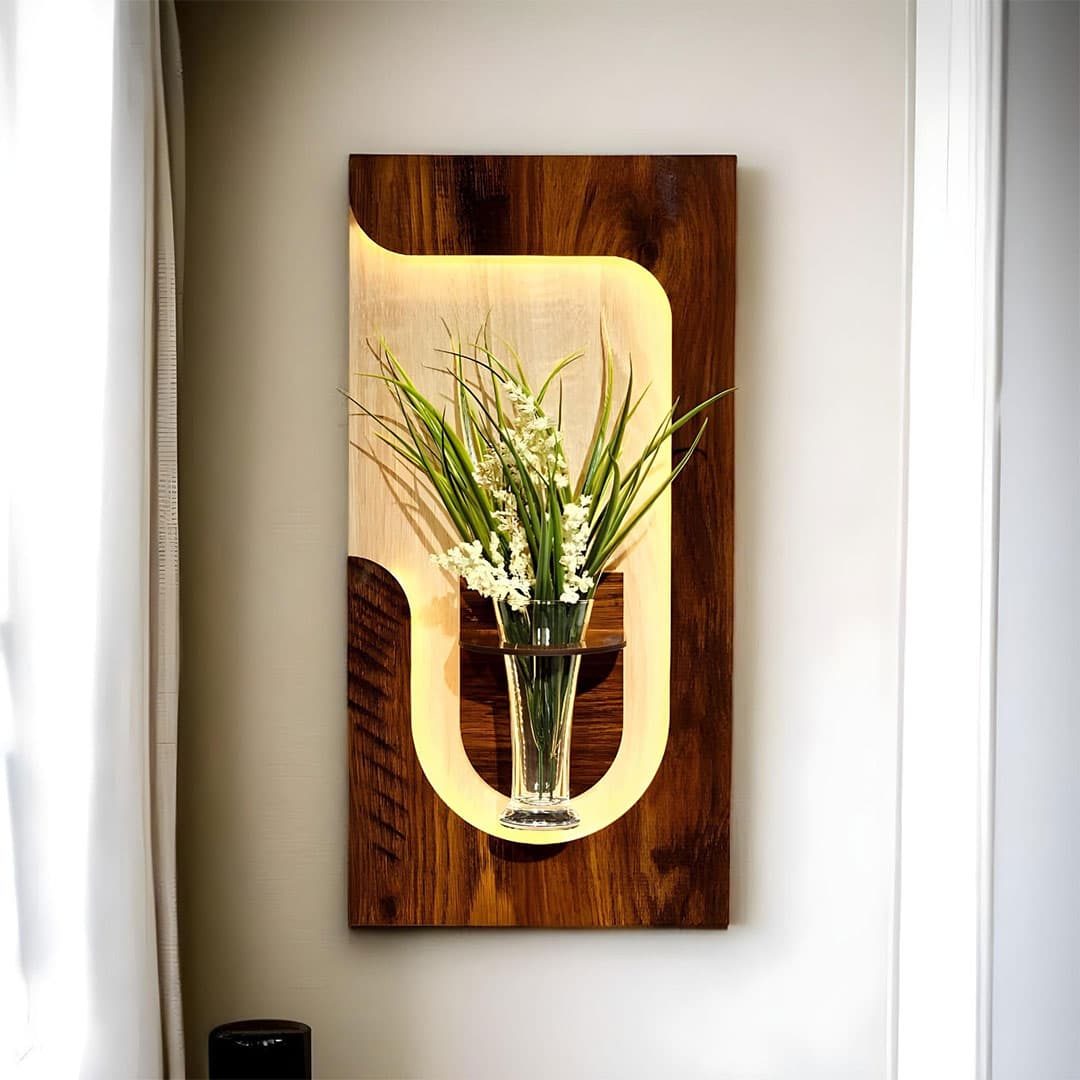 Panneau Mural Décoratif avec Éclairage LED Design Moderne en Bois V2 — صورة 1
