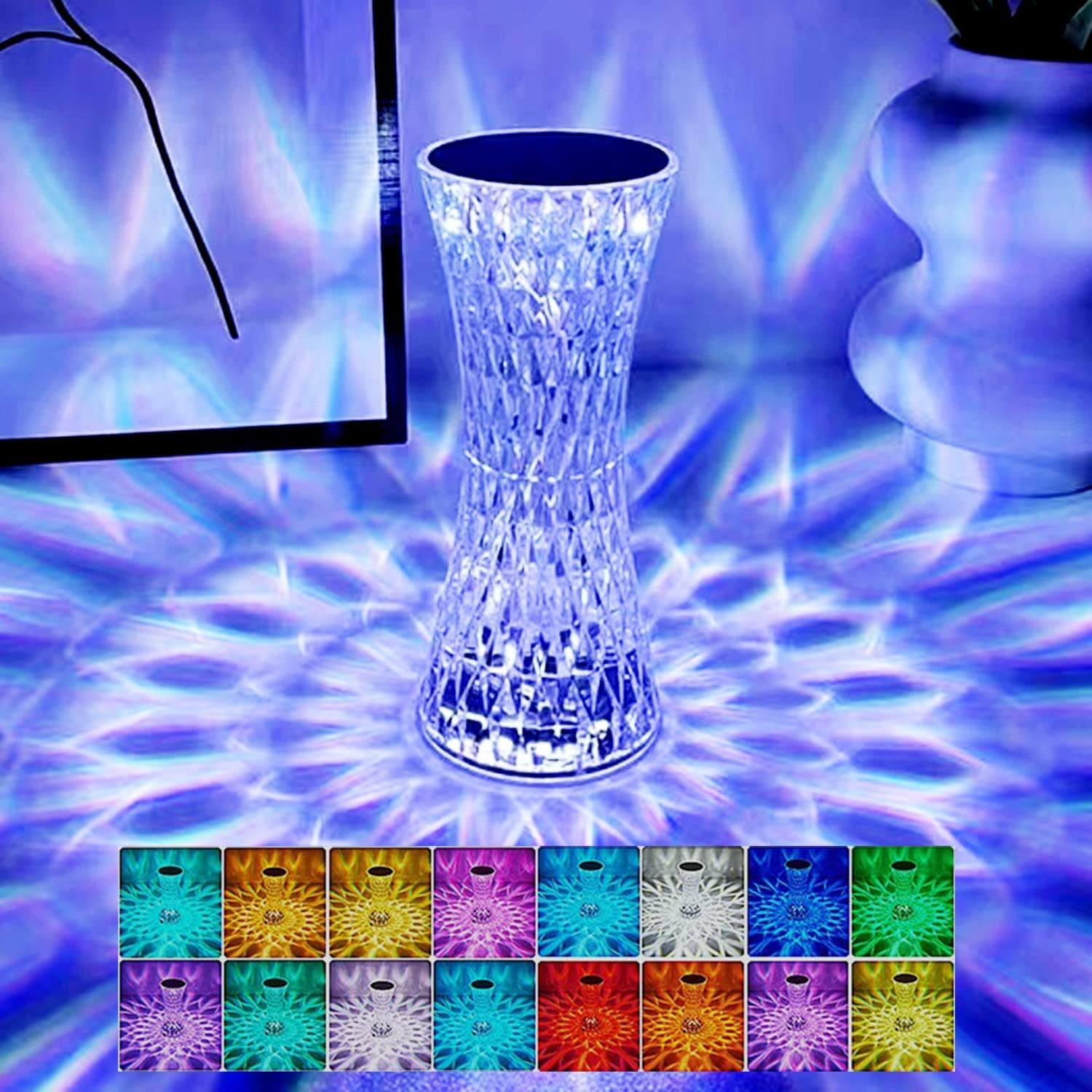 lampe de table en cristal sans fil Tactile Rgb pour chambre — صورة 3