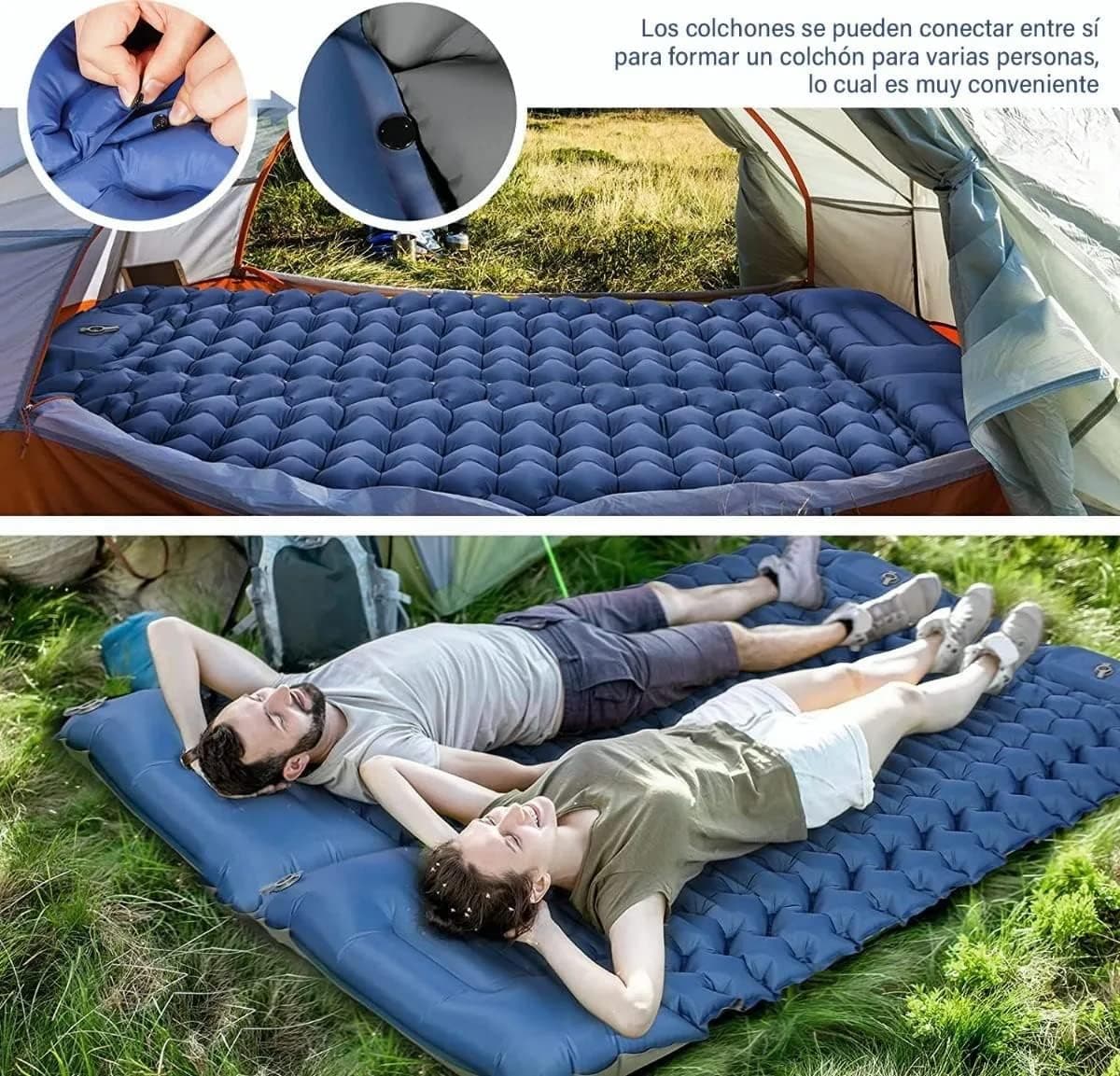 Matelas de Camping Gonflable Portable - فراش التخييم الهوائي القابل للنفخ بالقدم مع وسادة مدمجة - Camping et Randonnée - صورة 3