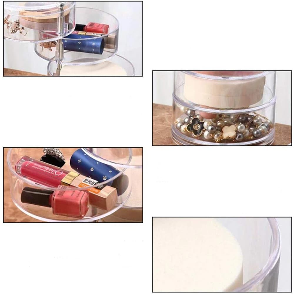 Organisateur de maquillage rotatif à 360 degrés en cristal acrylique — صورة 5