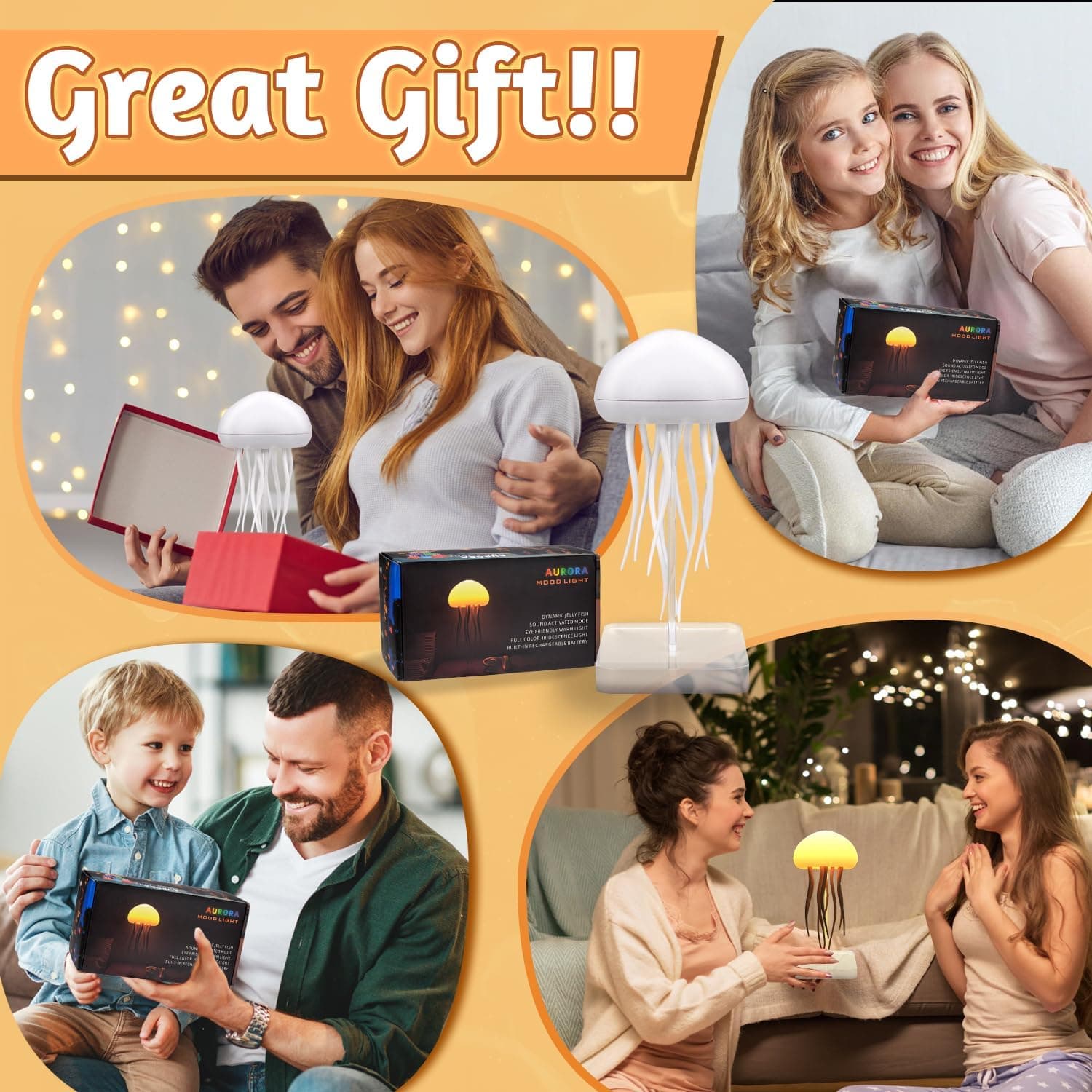 مصباح قنديل البحر | Lampe Chevet Méduse RGB | تدرج لوني — صورة 4