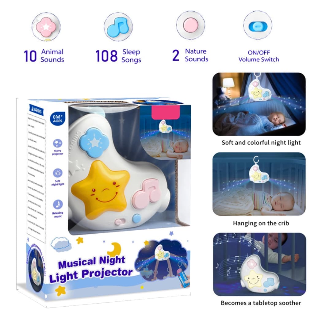 Projecteur veilleuse musicale avec télécommande pour bébé - جهاز عرض ضوئي ليلي موسيقي مع جهاز تحكم عن بعد للطفل — صورة 1
