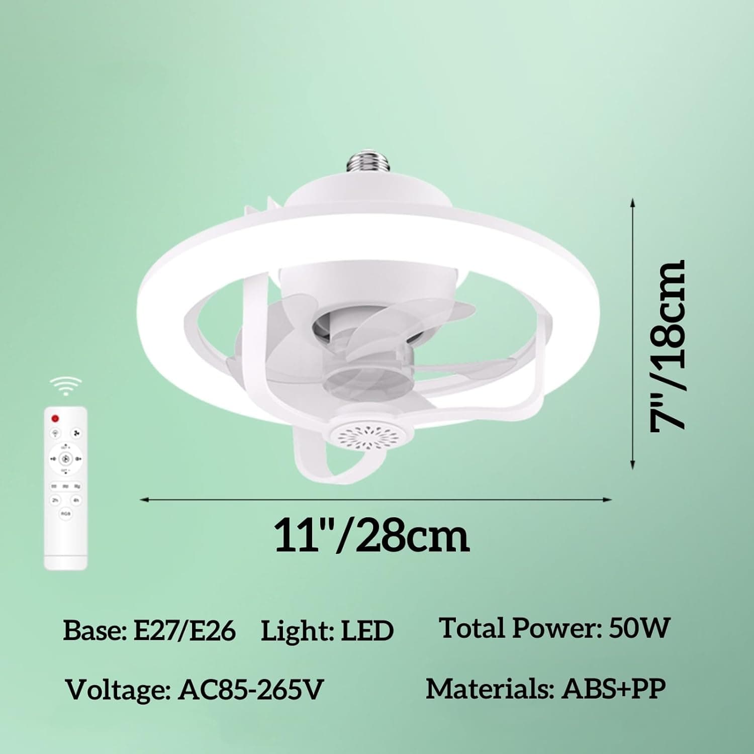 Ventilateur de Plafond Lumineux E27 avec Éclairage RGB et Télécommande - مروحة السقف الذكية إضاءة ملونة مع ريموت - Électronique - صورة 12