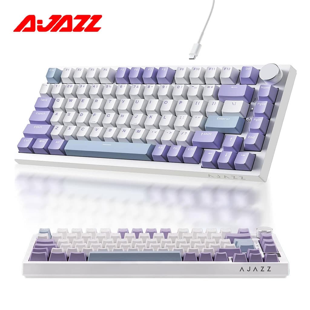 Clavier Mécanique Ajazz AK820 Purple avec Bouton de Volume et Structure Gasket - لوحة مفاتيح ميكانيكية - Accessoires PC - صورة 1