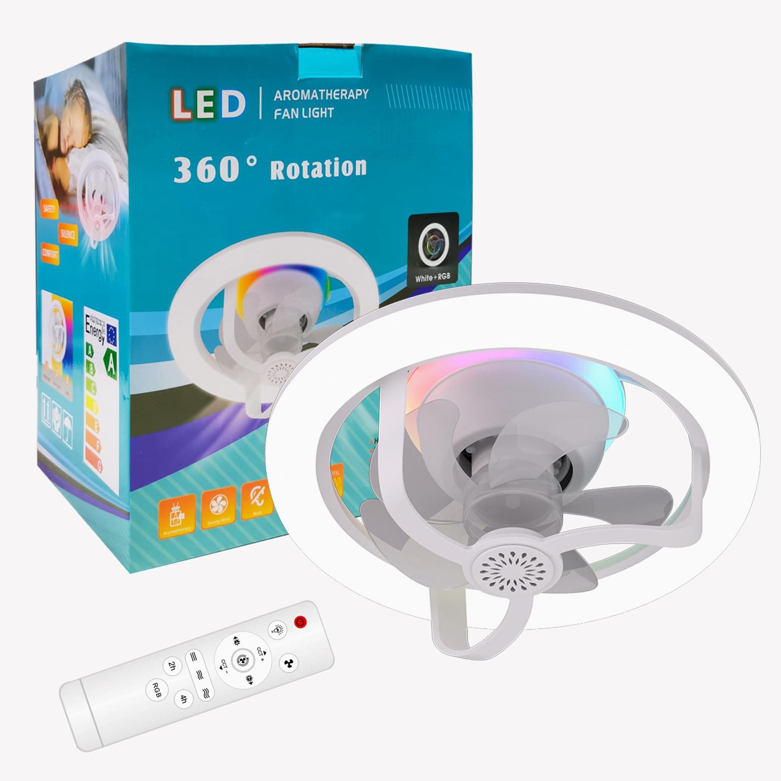 Ventilateur de Plafond Lumineux E27 avec Éclairage RGB et Télécommande - مروحة السقف الذكية إضاءة ملونة مع ريموت - Électronique - صورة 10