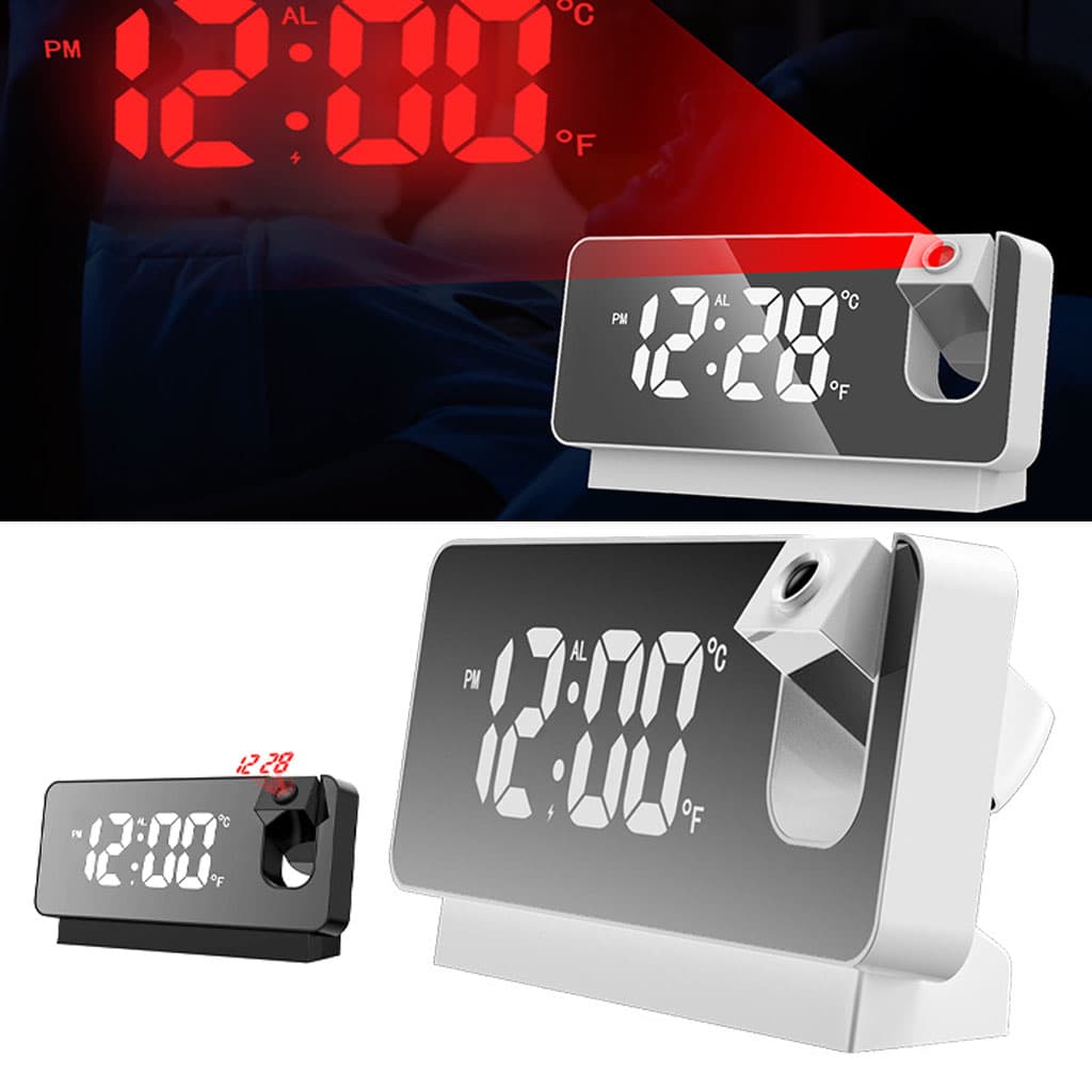 Réveil numérique intelligent avec projecteur 180° TempéRature USB , Snooze — صورة 1