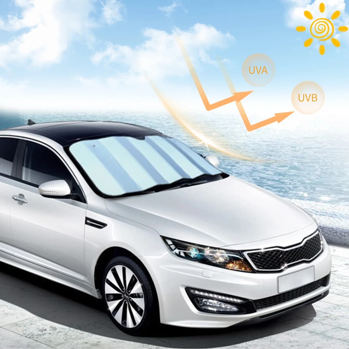 Pare-soleil Réflecteur pour Pare-brise de Voiture - مظلة الزجاج الأمامي العاكسة والواقية من الحرارة - Accessoires Auto/Moto - صورة 10