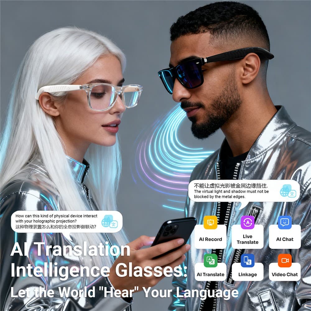 Lunettes Connectées F20 de Traduction IA et Audio Open-Ear Bluetooth 5.4 - نظارات المترجم الذكية بالذكاء الاصطناعي - Électronique - صورة 9