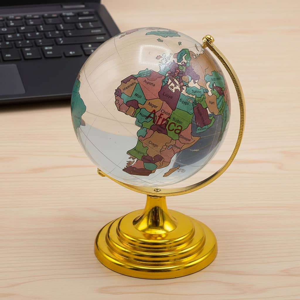 كرة كريستالية بخريطة العالم | Globe Cristal Rotatif | للمكتب