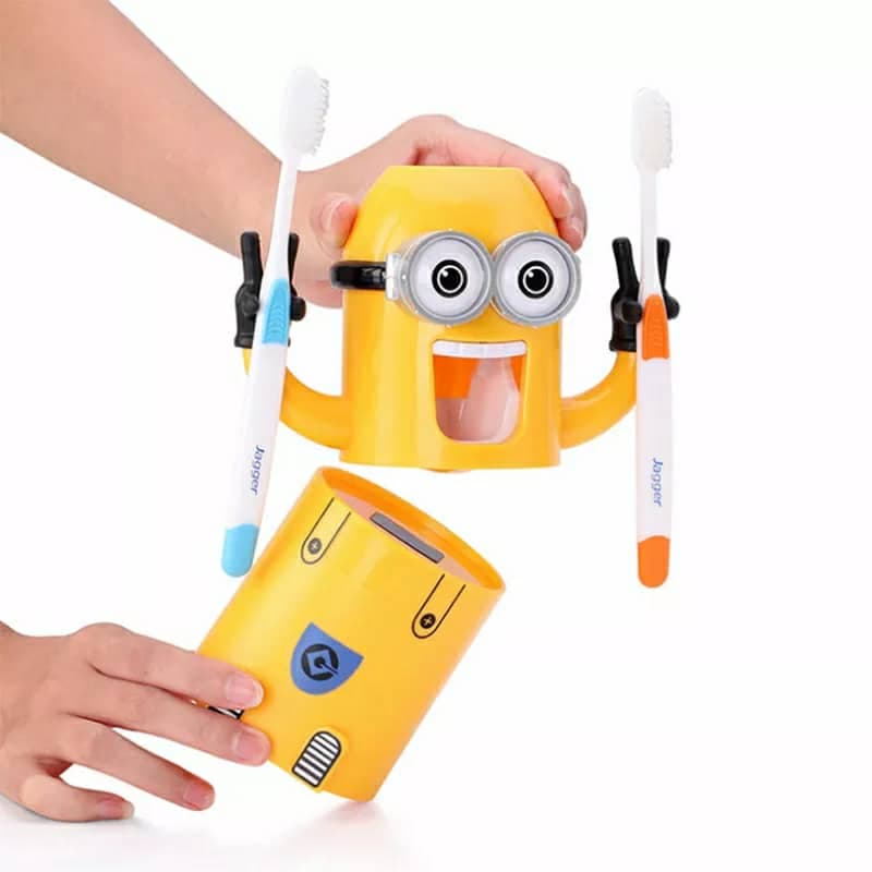 Minions Distributeur et porte brosse a dent 2 in1 presse-dentifrice automatique pour enfants — صورة 6