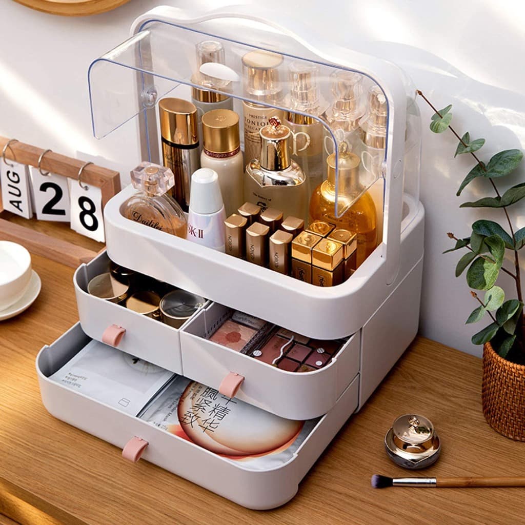 Boîte De Rangement Pour Maquillage Et Cosmétiques Avec 3 Tiroirs — صورة 1