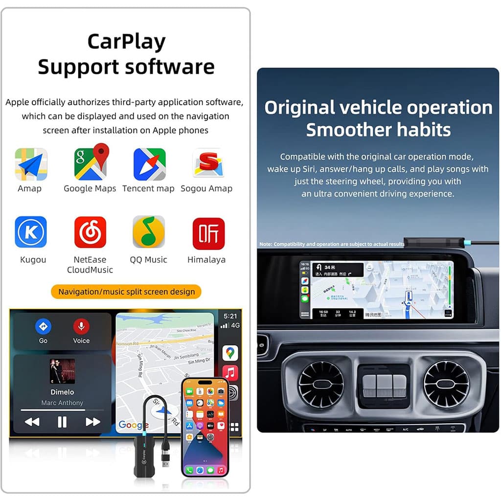 Adaptateur USB CarPlay Sans Fil pour Voitures - جهاز ميديا ذكي للسيارات — صورة 3