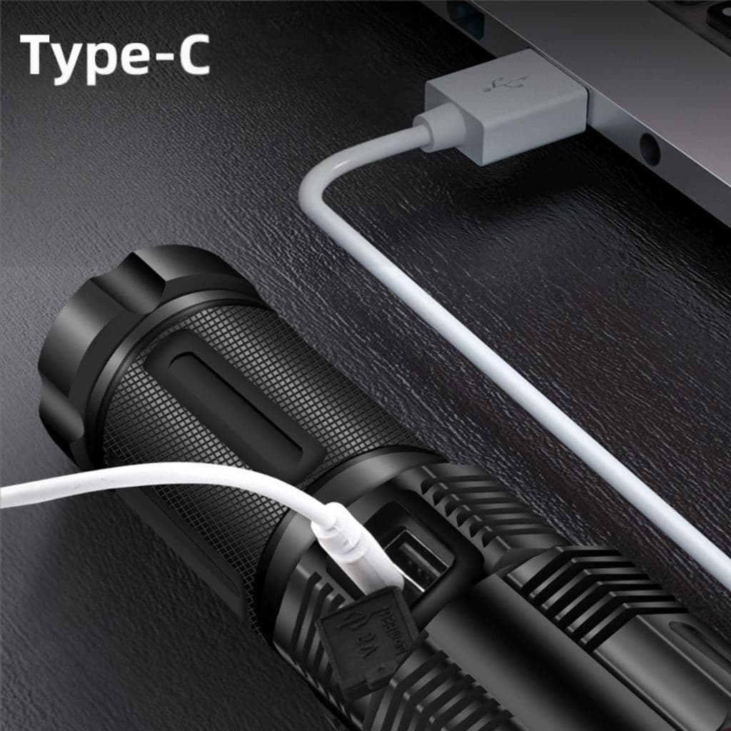 Lampe Torche 100W avec Batterie Lithium 18650*3 Portée de 1 à 1,5 km, mise au point réglable – مصباح يدوي عالي الطاقة مع بطارية ليثيوم — صورة 5
