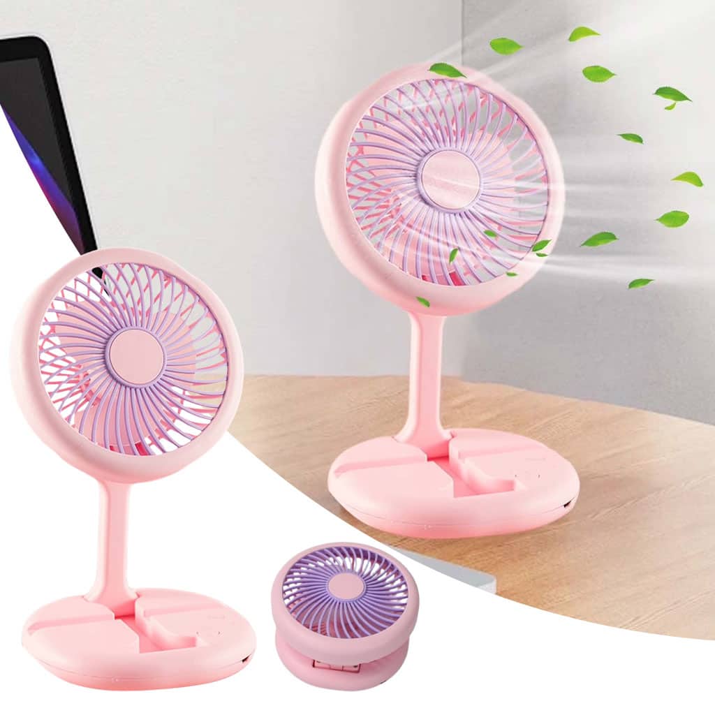 مروحة قابلة للطي مع حامل هاتف | Ventilateur Pliable Rechargeable | مكتب ويد