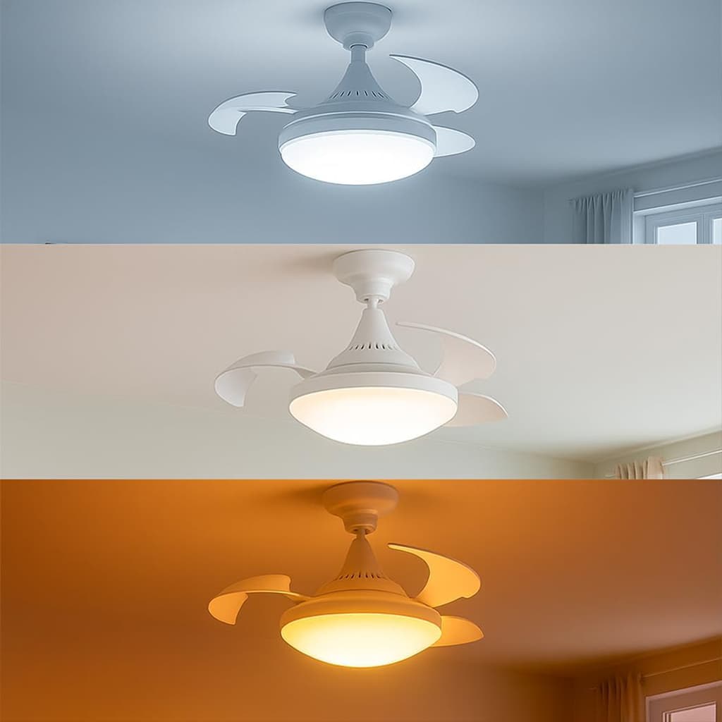 Ventilateur de plafond rétractable avec lumière réglable et télécommande — صورة 4