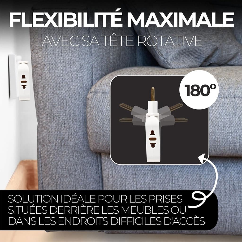 Pack 2 Multiprise Murale Plate Derrière Meuble avec USB – مقبس طاقة — صورة 4