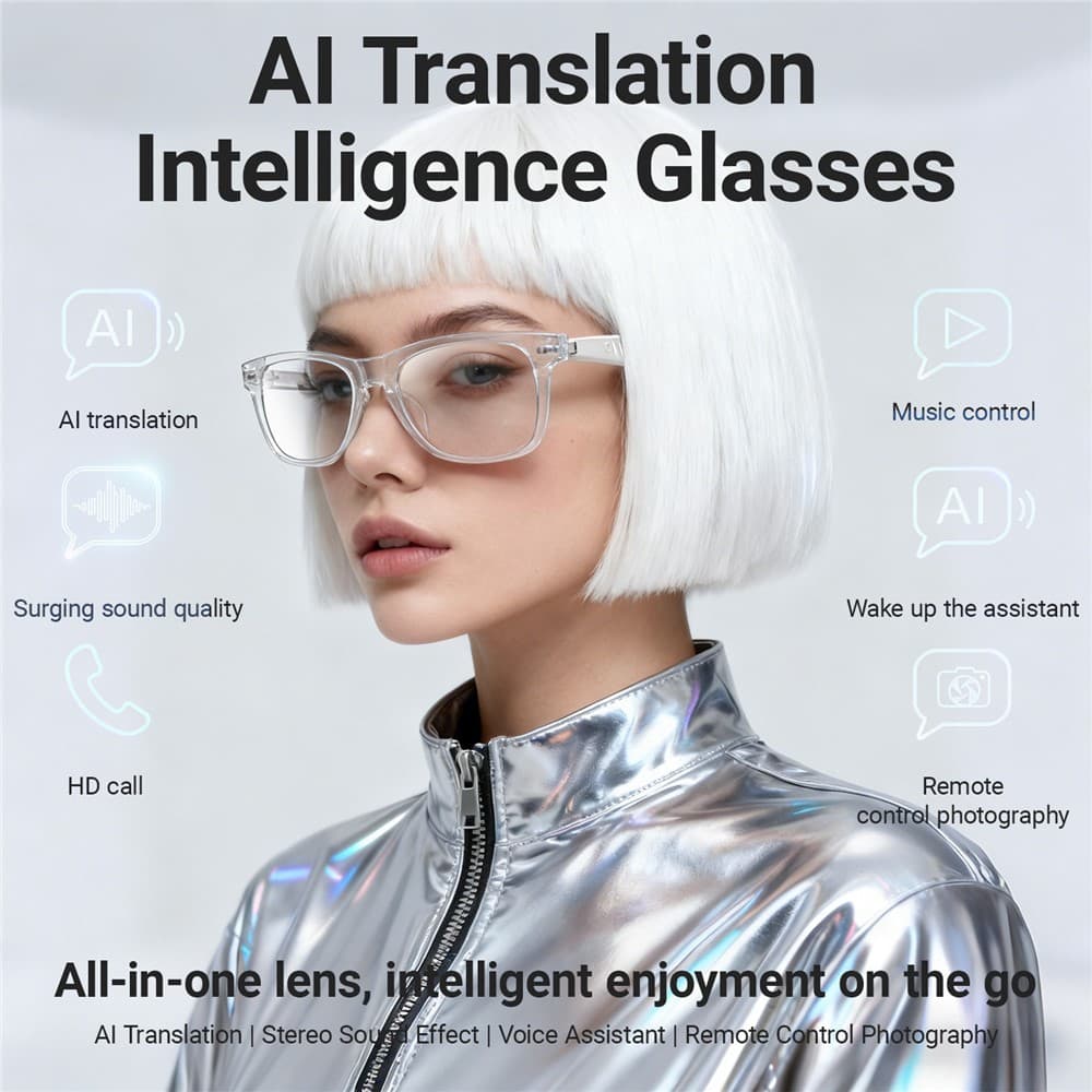 Lunettes Connectées F20 de Traduction IA et Audio Open-Ear Bluetooth 5.4 - نظارات المترجم الذكية بالذكاء الاصطناعي - Électronique - صورة 8