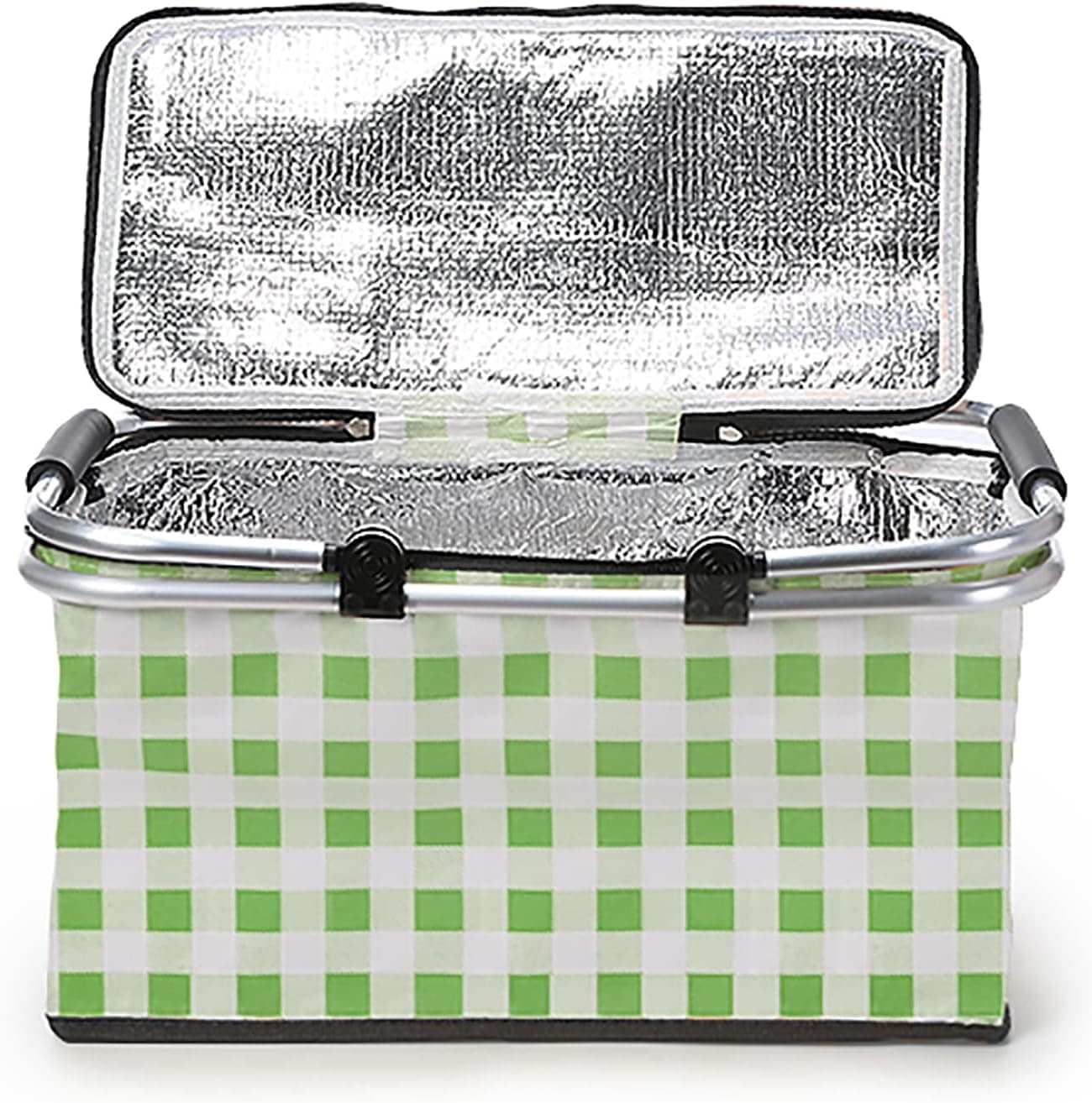 Panier de pique-nique a isolation thermique pliable portable avec couvercle et poignée en aluminium — صورة 2
