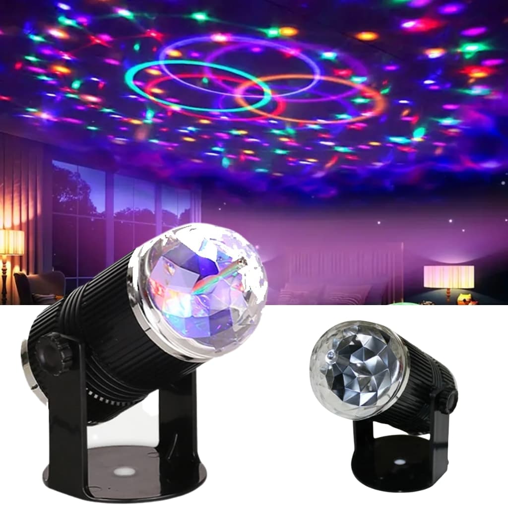 Projecteur boule cristal Rotative à Commande Vocale, Laser RVB LED 220V — صورة 1