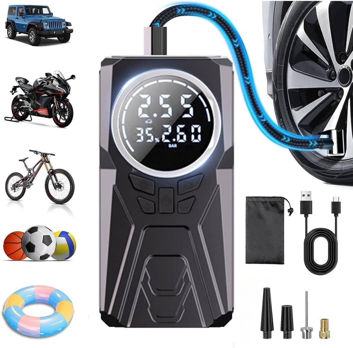 مضخة إطارات لاسلكية | Compresseur d'Air Portable | 4500mAh 150PSI