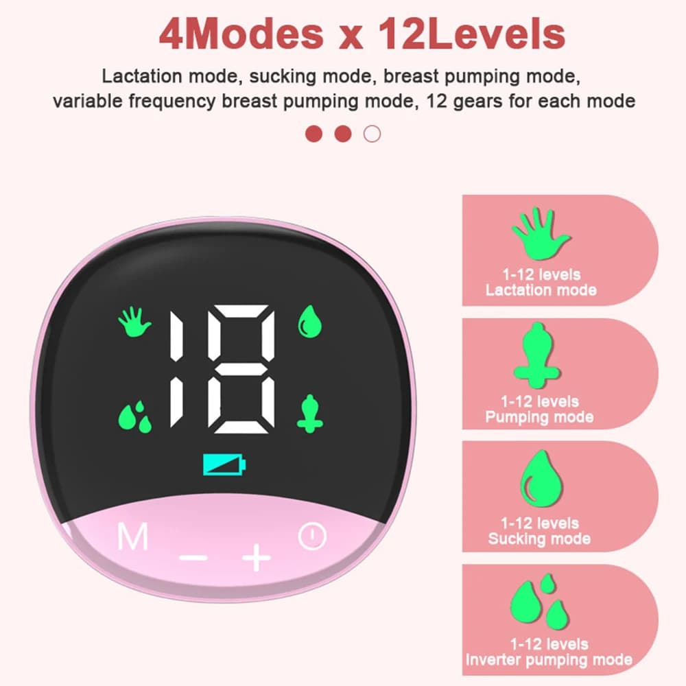 Tire-lait Électrique Intégré Mains Libres pour Allaitement, 4 Modes et 12 Réglables, Faible Bruit MY-374 — صورة 4