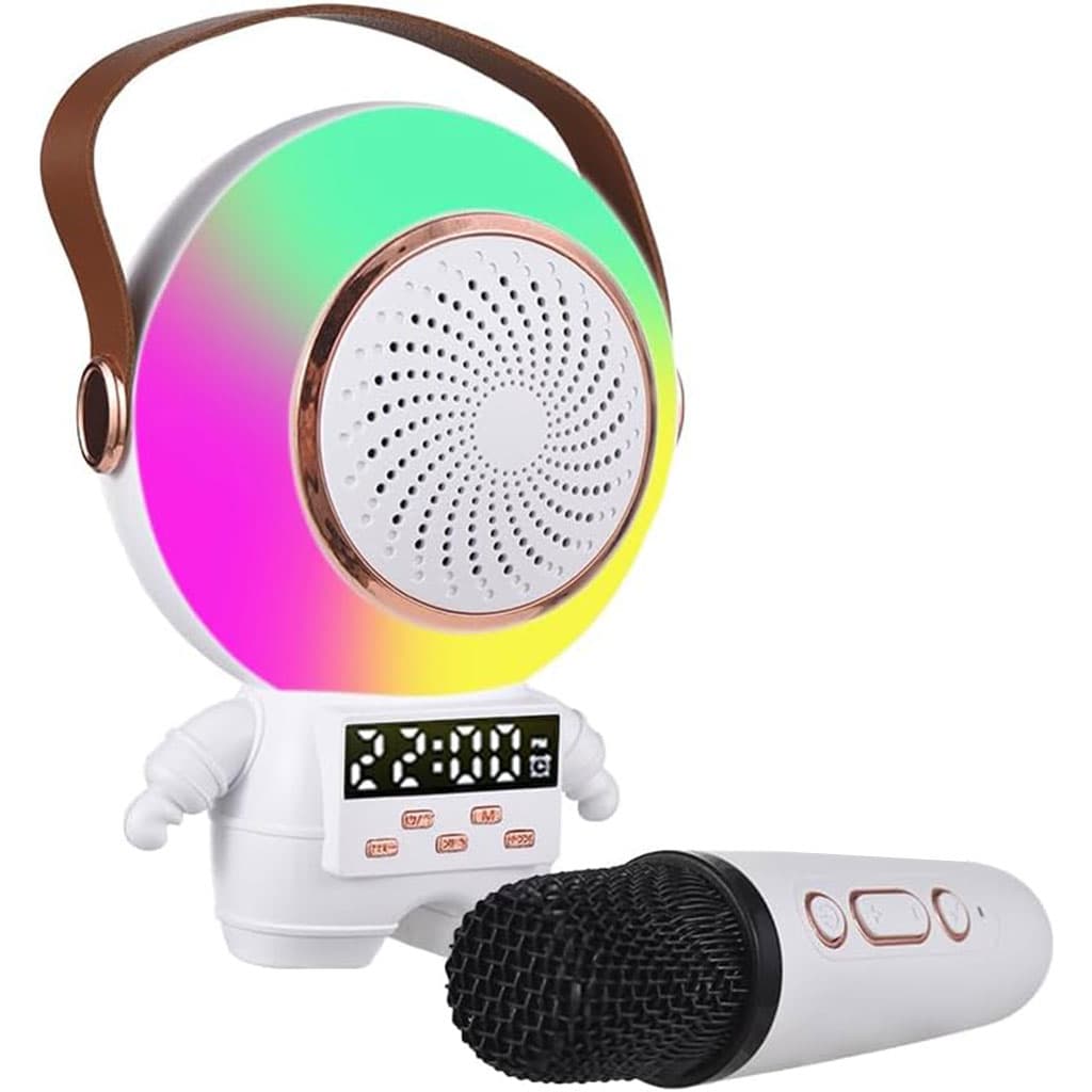 Haut-parleur Bluetooth karaoké astronaute avec microphone et réveil intégré — صورة 4