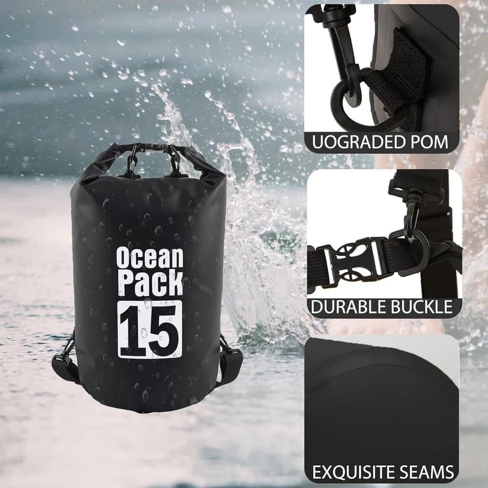 Sac Étanche Ocean Pack Dry Bag 15L Haute Résistance avec Double Bretelles - حقيبة مقاومة للماء بالكامل بسعة 15 لتر - Vacance & Loisir - صورة 3