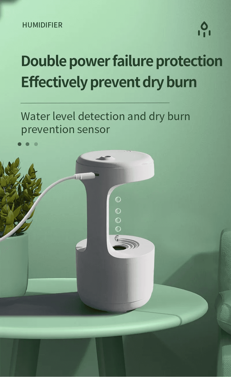 Réveil et Humidificateur d’air gouttelettes d’eau Anti-gravité 800ml — صورة 6