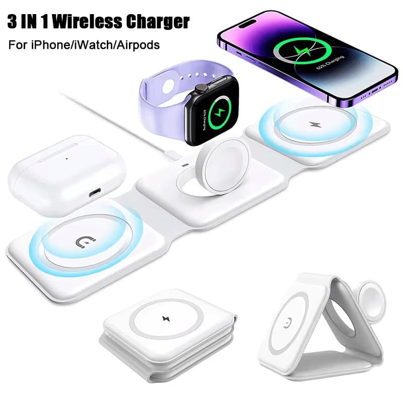 Chargeur magnétique sans Fil 65W 3 en 1 Chargement Rapide — صورة 1