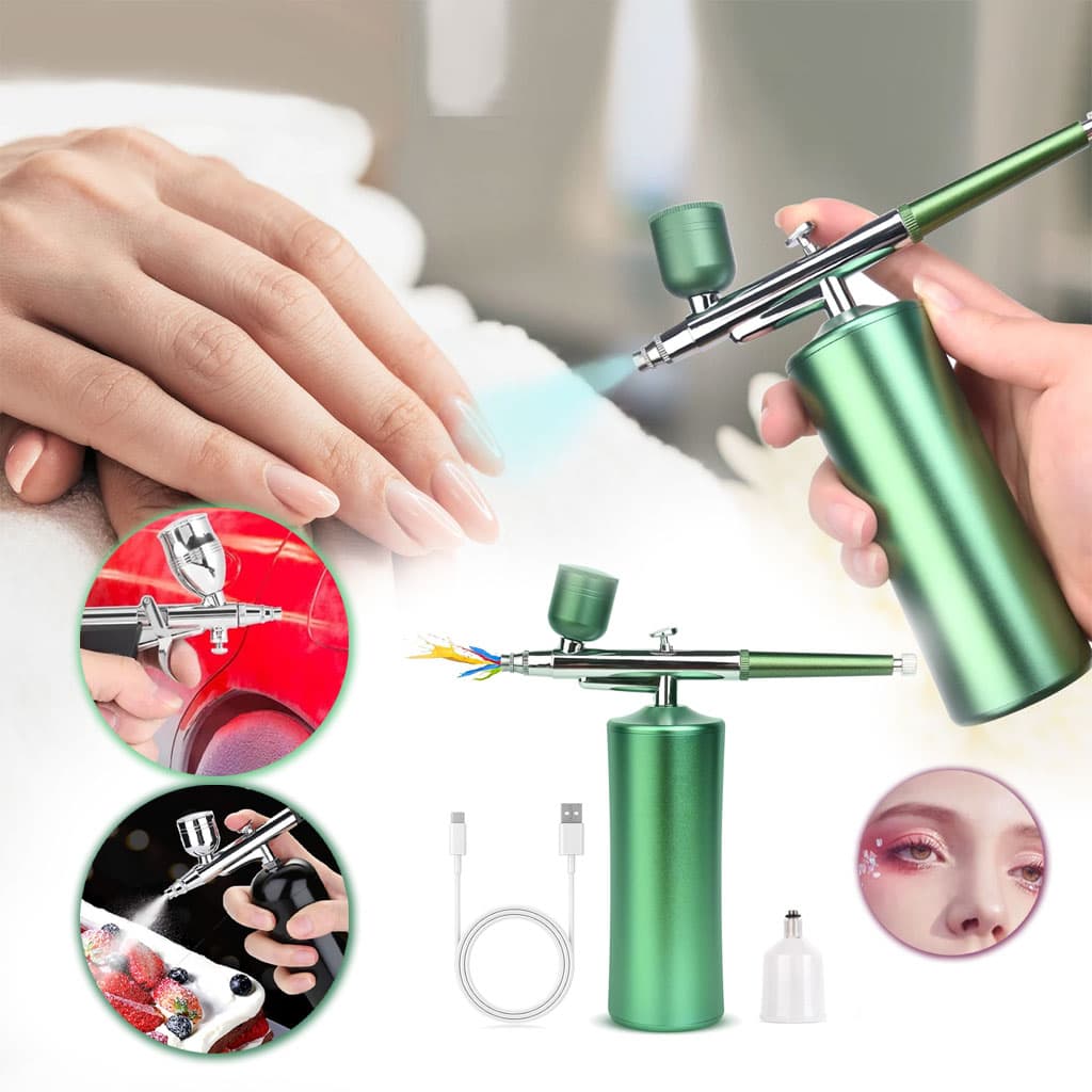Kit aérographe avec compresseur intégré rechargeable pour nail arts et décoration – جهاز رسم وتزيين — صورة 1