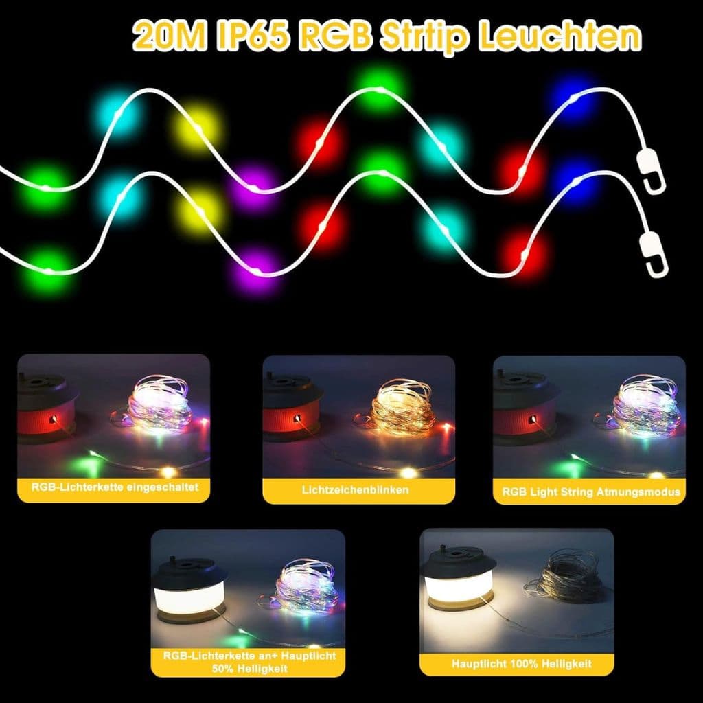 Guirlande Lumineuse Extérieure Rechargeable 20M - مصابيح سلسلة قابلة لإعادة الشحن — صورة 2