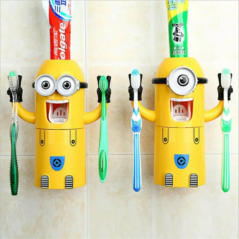 Minions Distributeur et porte brosse a dent 2 in1 presse-dentifrice automatique pour enfants — صورة 2