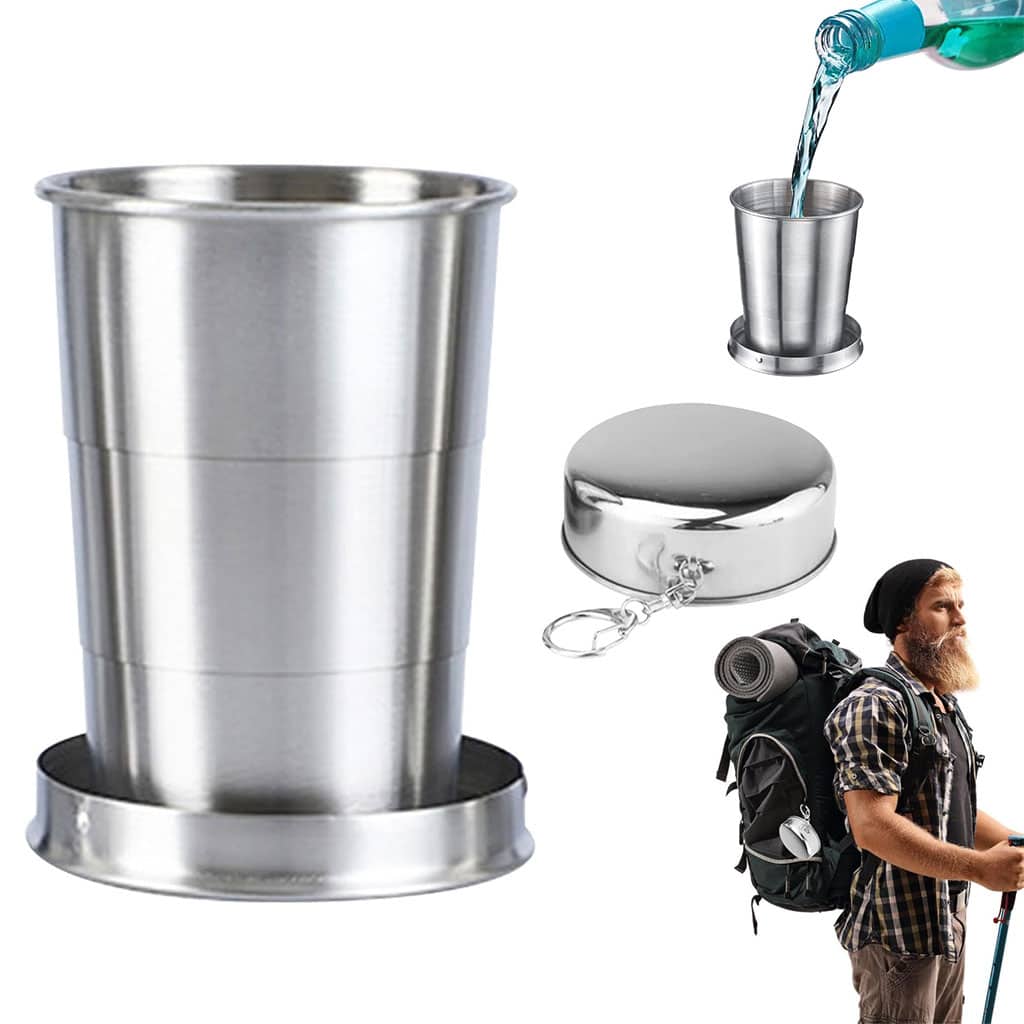 كوب تخييم قابل للطي | Mug Camping Pratique | بخطاف للتعليق