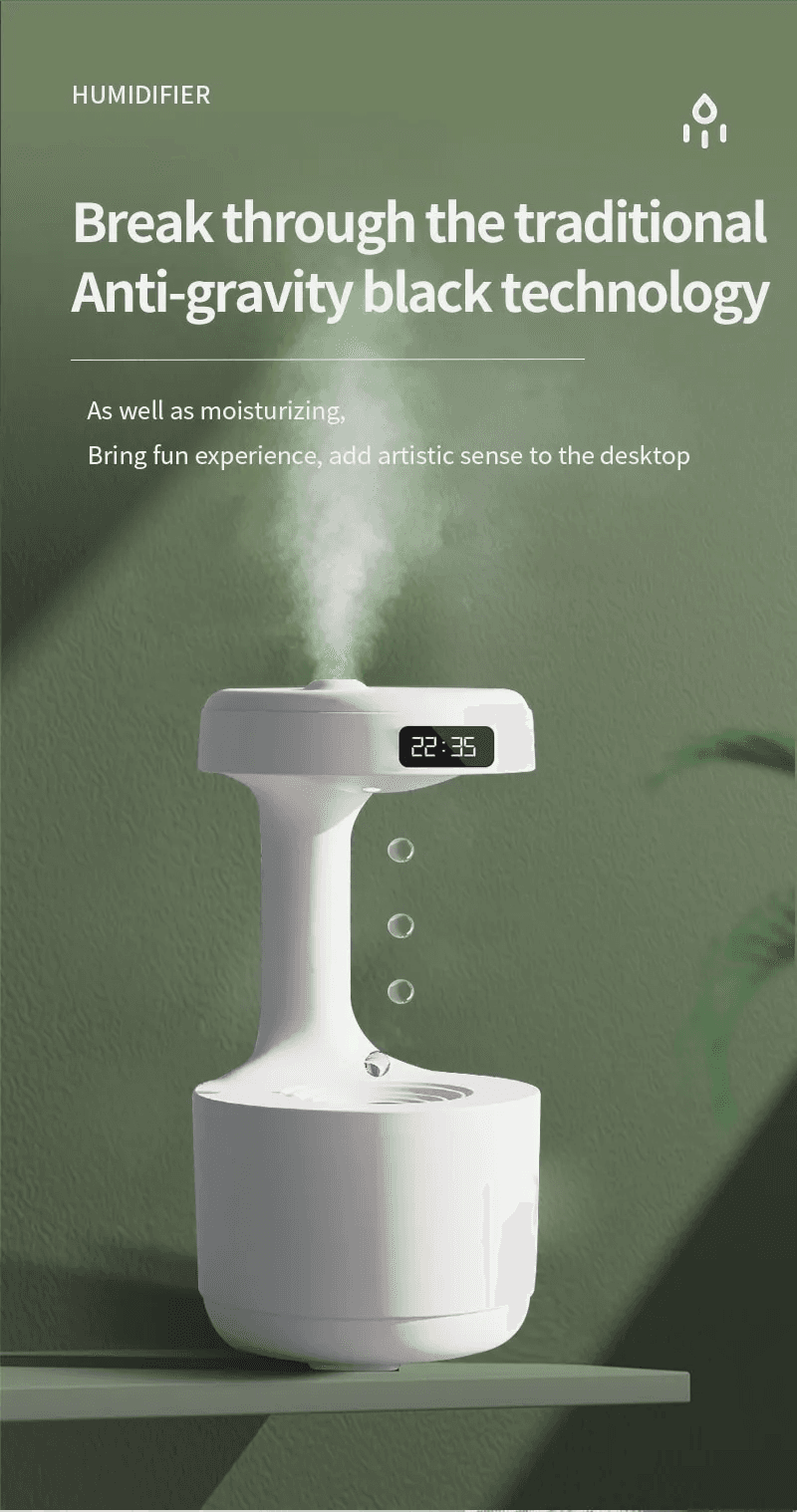 Réveil et Humidificateur d’air gouttelettes d’eau Anti-gravité 800ml — صورة 5