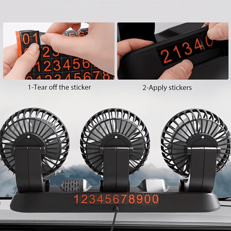 Ventilateur de Voiture USB Haute Vitesse 360° Réglable 3 Têtes 12/ 24 V - مروحة سيارة قابلة للتعديل بزاوية 360 درجة بثلاثة رؤوس - Accessoires Auto/Moto - صورة 4