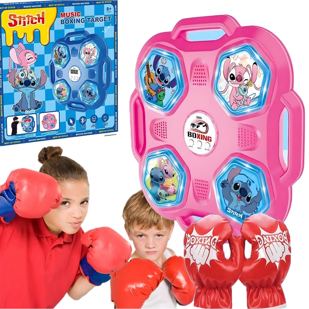Machine de Boxe Stitch Musicale Rose – آلة الملاكمة الموسيقية للأطفال — صورة 1