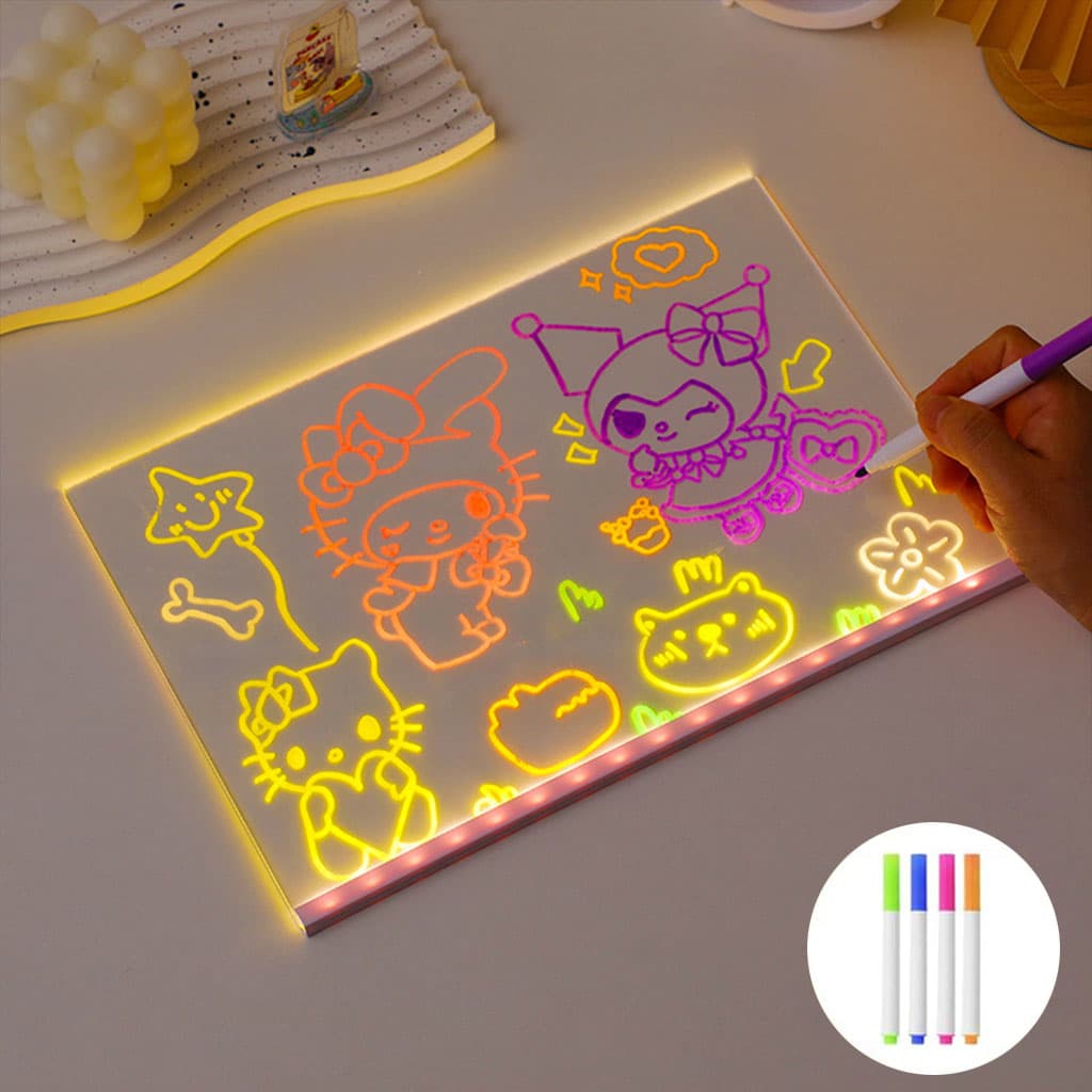 Tableau à Dessin LED coloré avec 4 stylos 30x20cm – لوحة مضيئة للرسم والتلوين — صورة 1