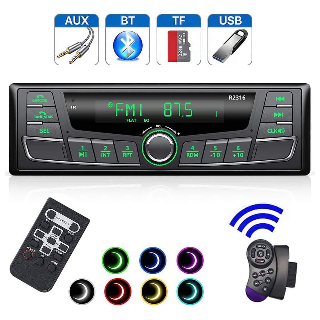 Autoradio Bluetooth 1-DIN avec Égaliseur DSP et Éclairage 7 Couleurs SP0707 - راديو سيارة بلوتوث مع ميزان صوت وإضاءة 7 ألوان