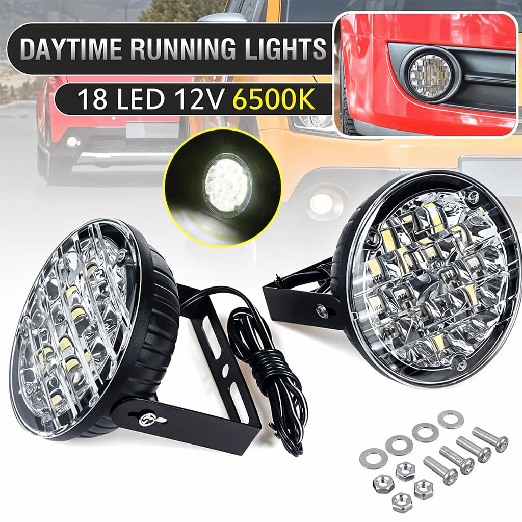 Feux Antibrouillard 2 Pièces 12V 18LED Pour Toutes Les Voitures — صورة 1