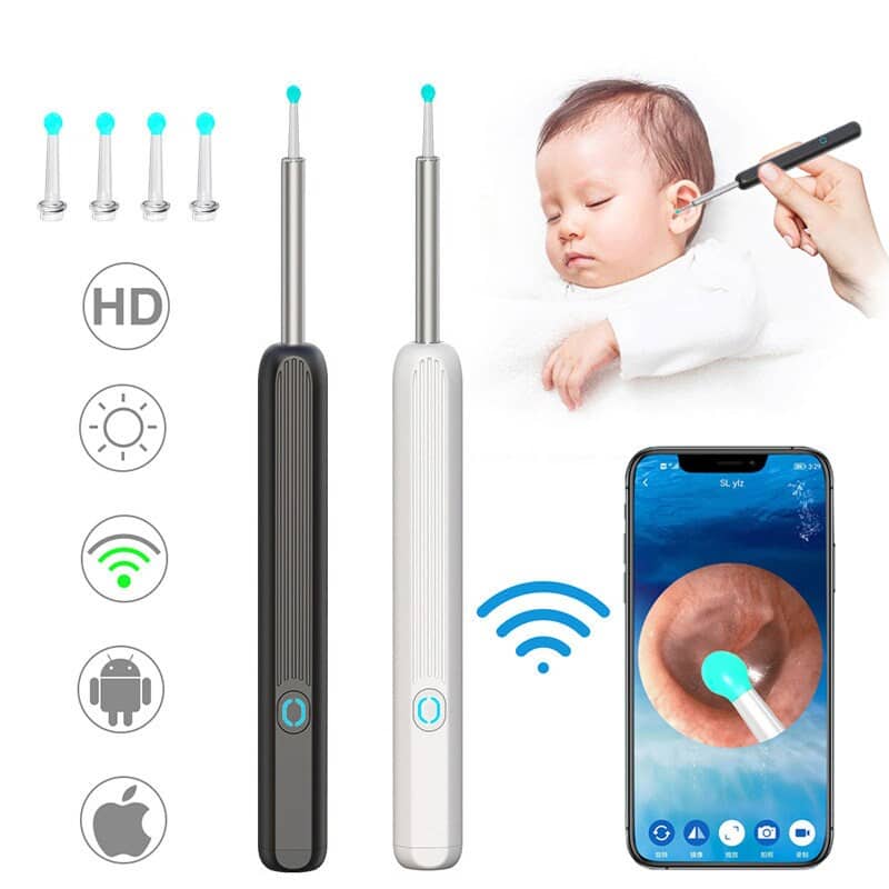 Kit de nettoyage des oreilles intelligents sans fil avec caméra et lumière LED NE3
