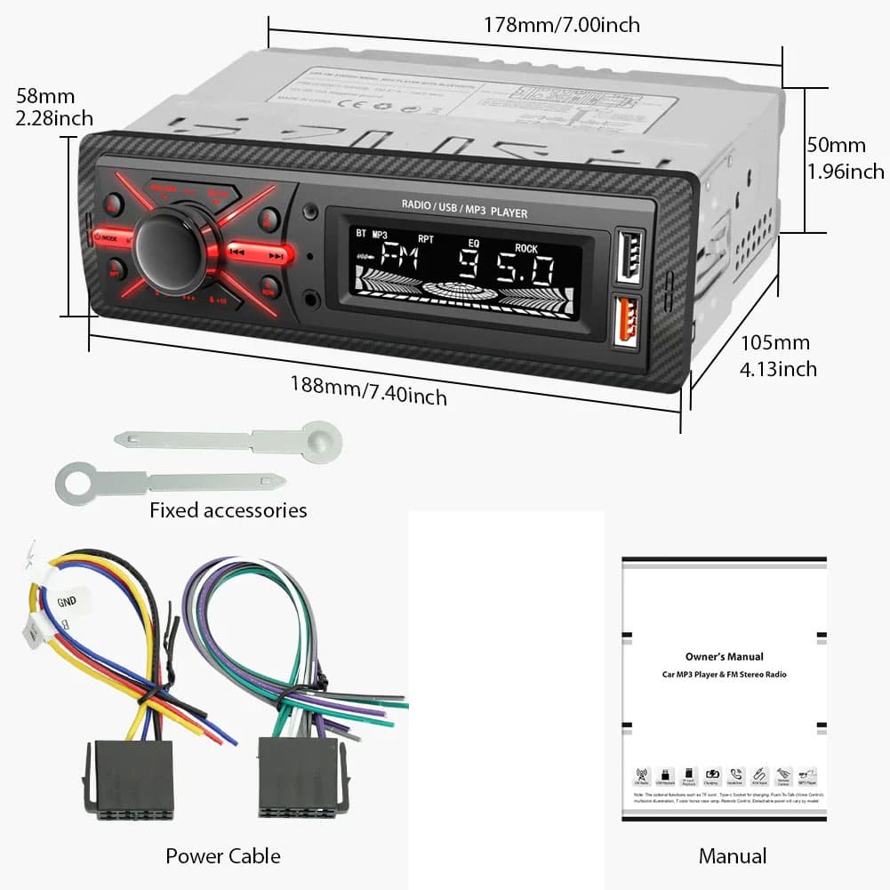 Autoradio MP3 Multimedia Player 1 DIN Bluetooth - جهاز راديو ومشغل وسائط السيارات مزود ببلوتوث - Accessoires Auto/Moto - صورة 3