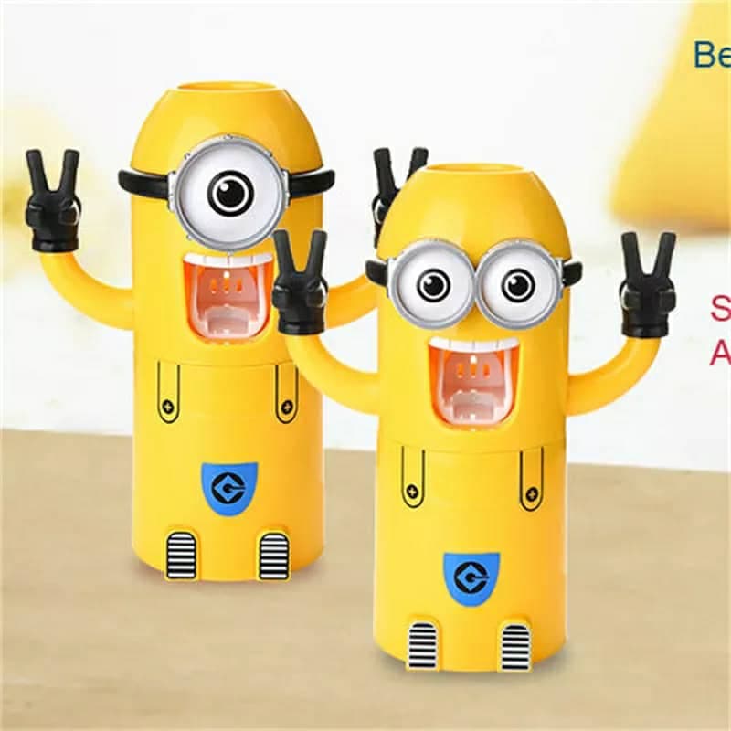 Minions Distributeur et porte brosse a dent 2 in1 presse-dentifrice automatique pour enfants — صورة 4