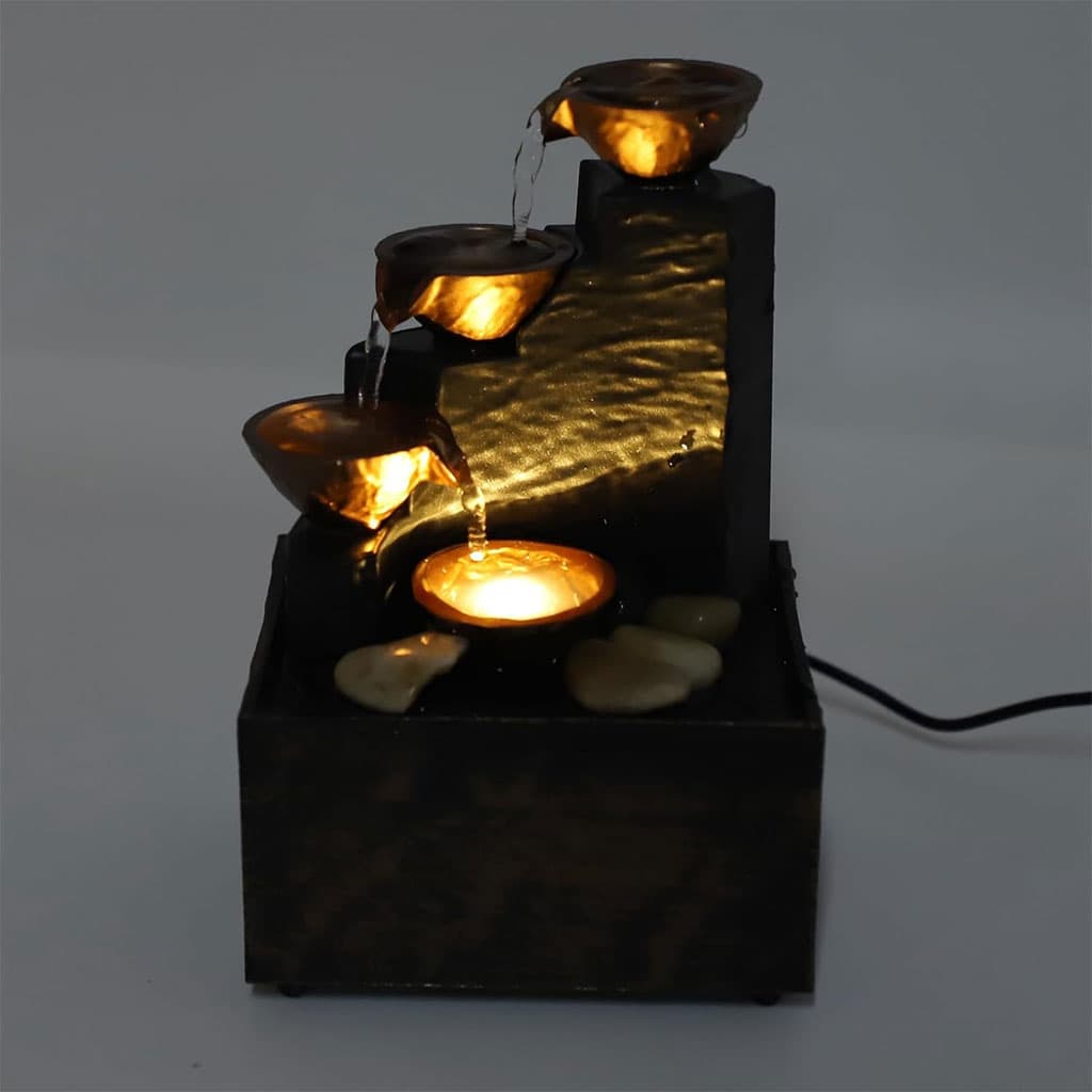 Fontaine à eau cascade avec éclairage LED pour décoration intérieure et ambiance V1 — صورة 2