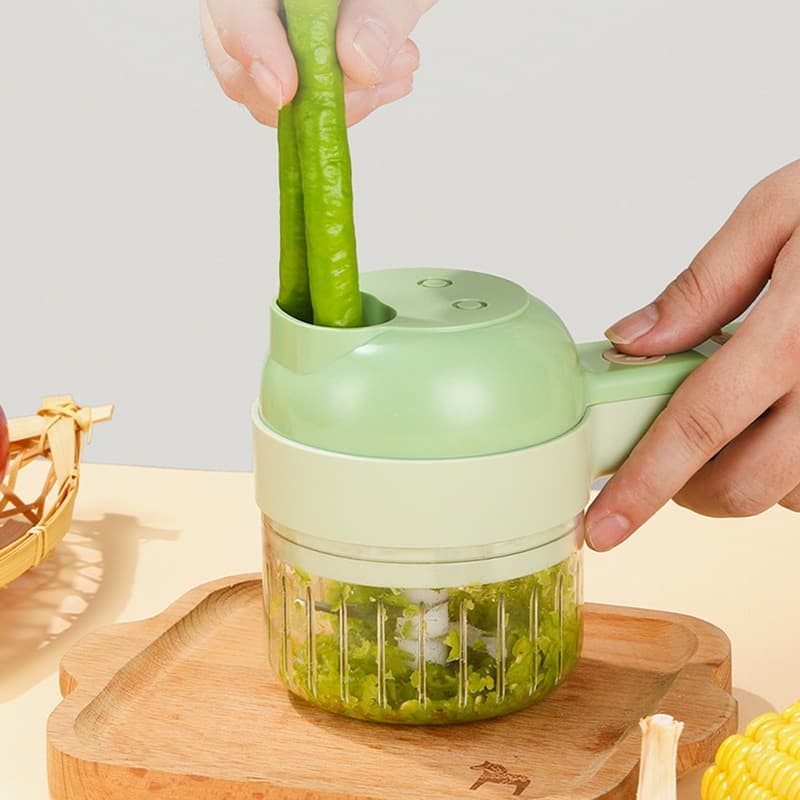 Set de coupe-légumes électrique portable 4 en 1 Chargement USB — صورة 4