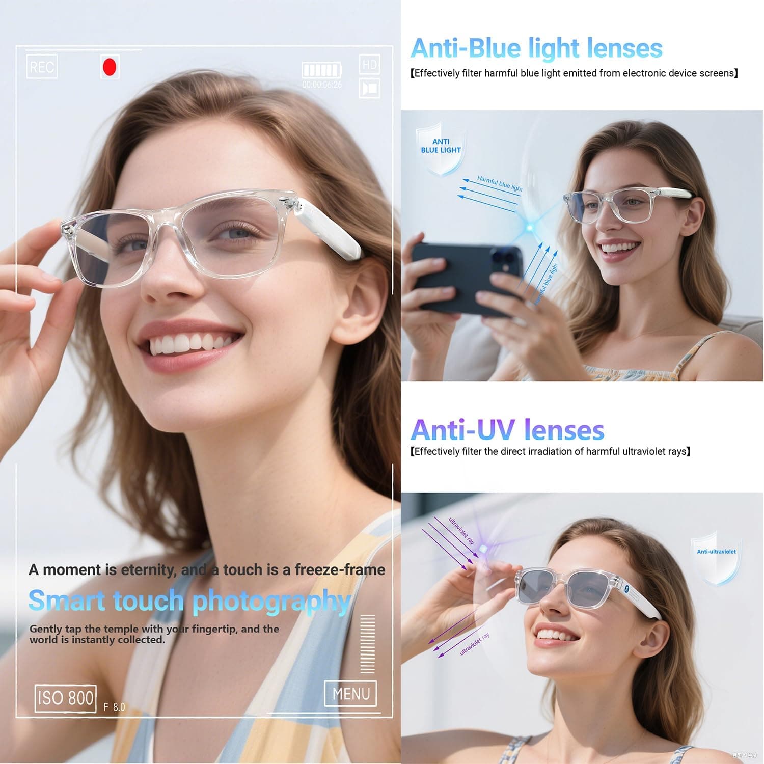 Lunettes Connectées F20 de Traduction IA et Audio Open-Ear Bluetooth 5.4 - نظارات المترجم الذكية بالذكاء الاصطناعي - Électronique - صورة 4