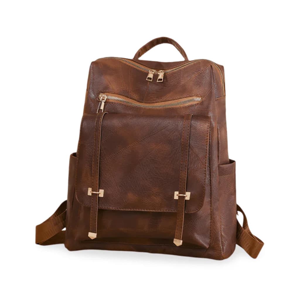 Sac à dos rétro en cuir synthétique pour femme - حقيبة ظهر نسائية من الجلد - Sac à dos et Mode - صورة 4